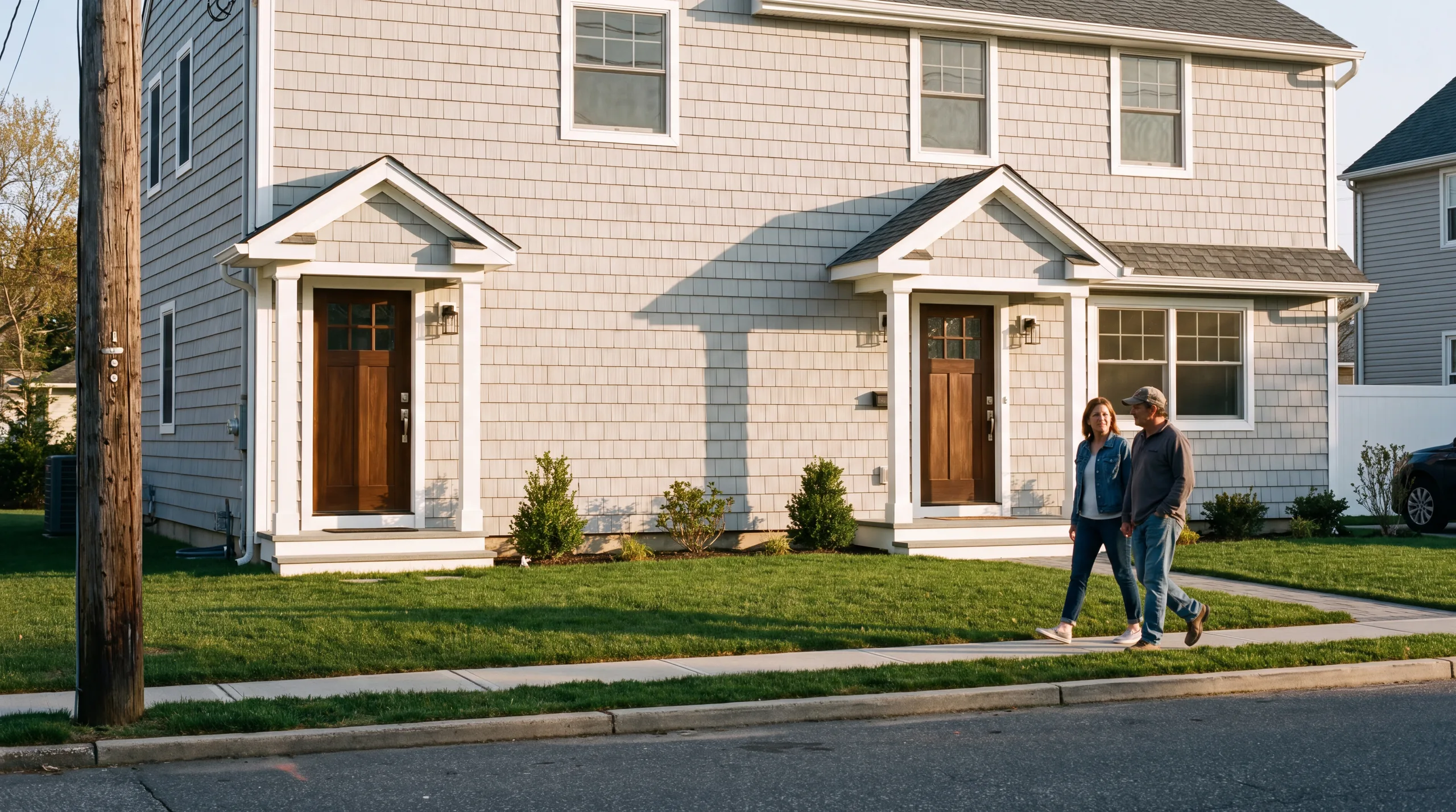 A renovated two family house on Long Island with two front doors